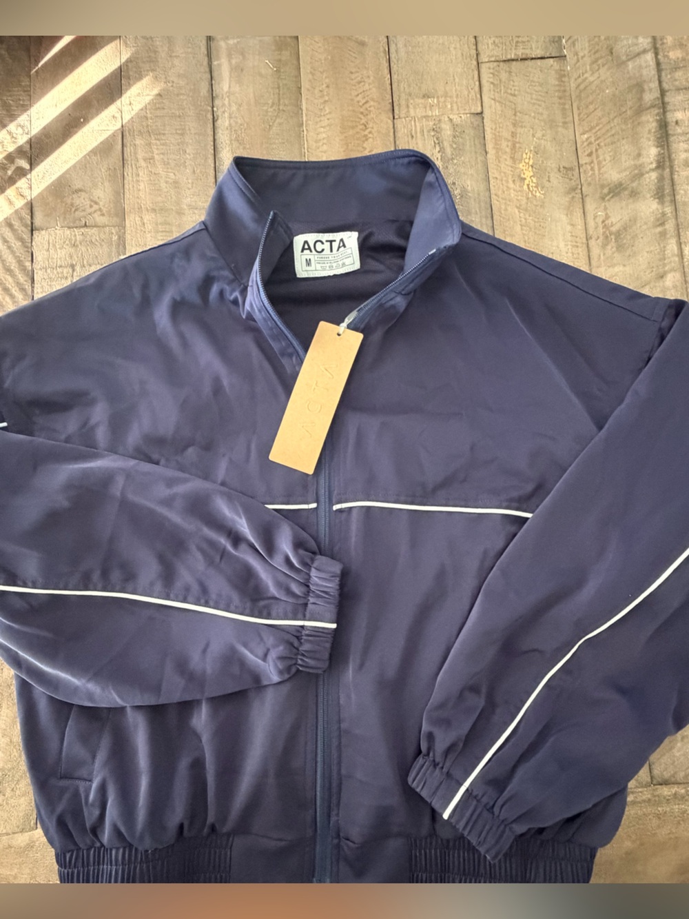 ACTA Navy Track Jacket with White Piping NWT Size M